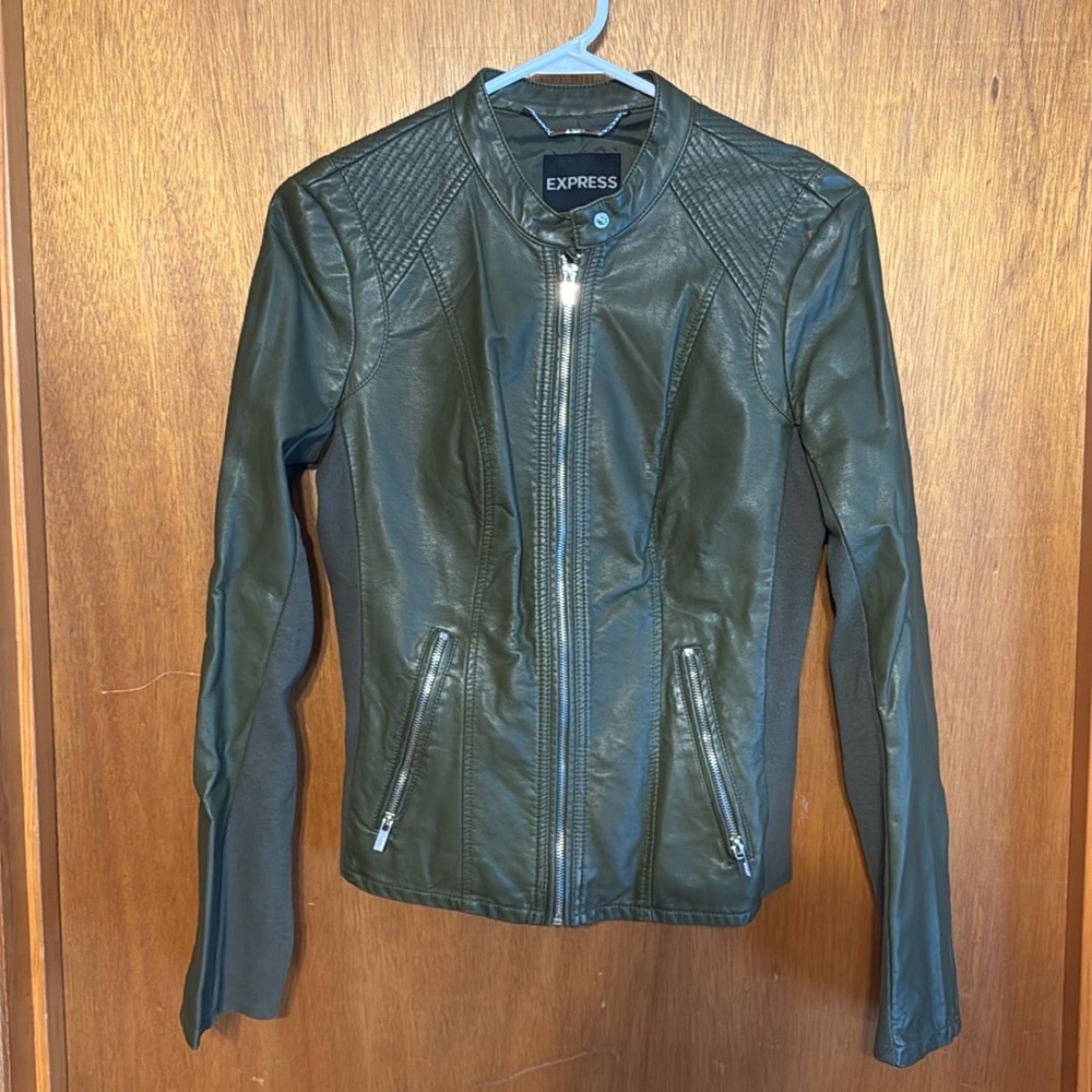 Express Minus the Leather Olive Green Moto Jacket sz M